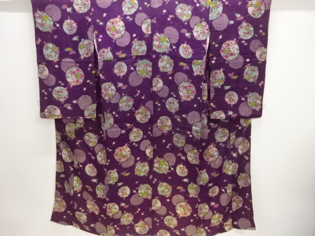 JAPANESE KIMONO / ANTIQUE KIMONO / TAISHO ROMAN STYLE / MON KINSHA / FLOWER